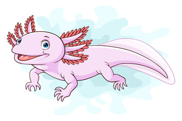 Cartoon axolotl on white background