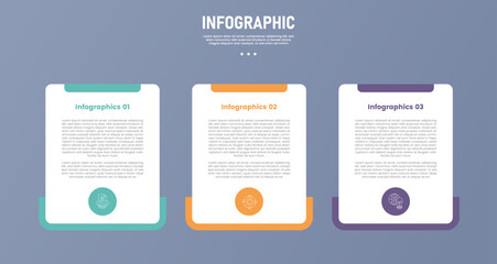 3 point stage or step infographic template with creative box table with footer bottom variation for slide presentation