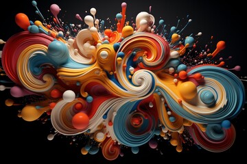 Fluid Multicolored Abstract, Mesmerizing Flow, Beautifully Curved Background, Vibrant Wallpaper Imagery
