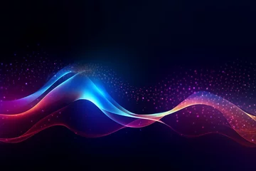 Foto op Canvas Dynamic Neon Waves on Dark Background - Gradient Design for Banners, Wallpapers, and Covers © panumas