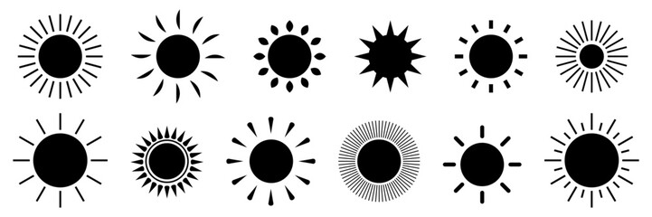 Sun simple icons collection. Vector illustration 