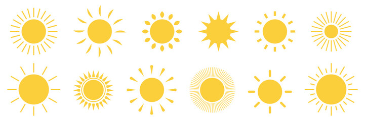 Sun simple icons collection. Vector illustration 