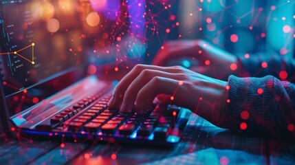 man typing on a computer keyboard. hacker concept