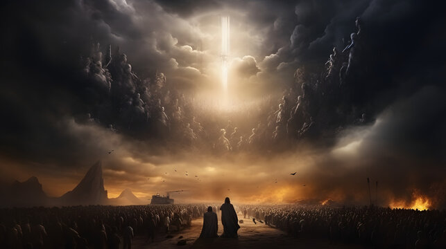 Sky opening and Jesus coming back as lord