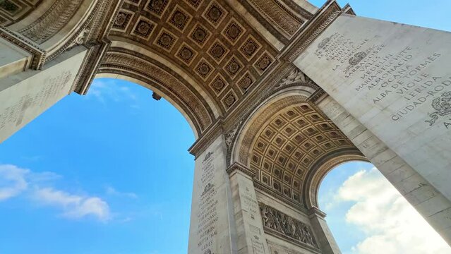 Paris, France, Arch Of Triumph And Champs Elysees. Travel destination, sightseeing, walking tour
