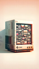 Vintage-Inspired CRT TV Styled as Classic Console Illustration: Retro Gaming Nostalgia & Pop Culture Concept
