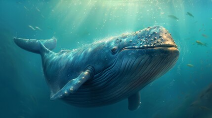 Cute blue whale 3d animation