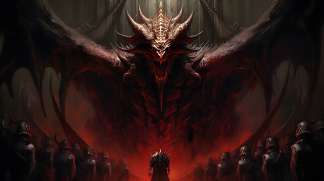 enormous red dragon with seven heads, ten horns, and seven crowns on his head. His tail swept a third of the stars out of the sky and flung them to the earth.