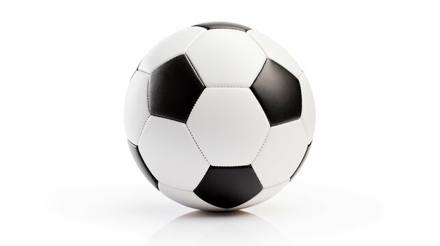 A soccer ball on a white background, ready for a game.
