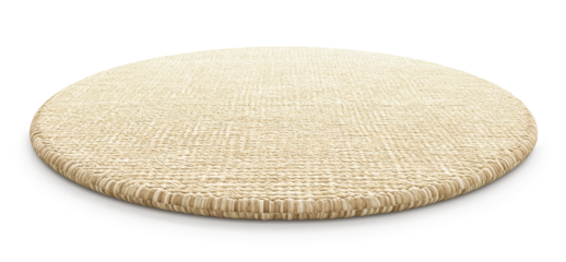 Round carpet or rug isolated on white transparent background, png, close up