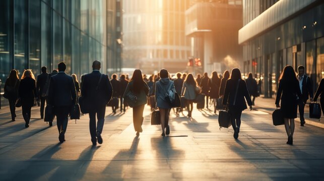 a group of people go to work