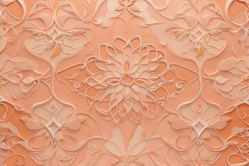 seamless damask pattern Arabic ornament pattern background in peach fuzz