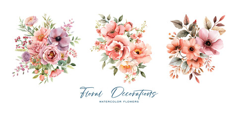 An elegant and beautiful watercolor flower is very suitable for wedding decoration purposes or as a wedding invitation element