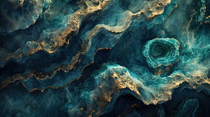 Emerald Waves and Golden Veins: A Mesmerizing Generative AI Landscape