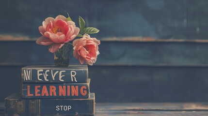 NEVER STOP LEARNING, education concept