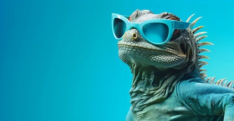 Cool Lizard with Turquoise Sunglasses