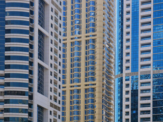 Windows of a blue glass skyscraper