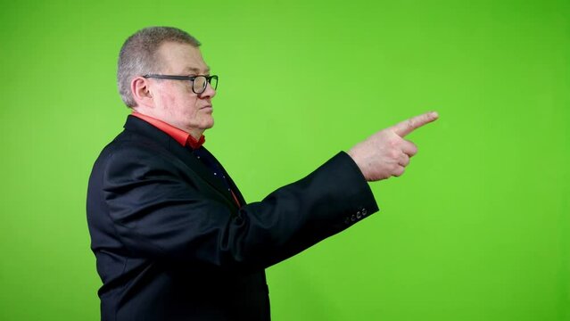 Man pointing with finger and made inviting gesture