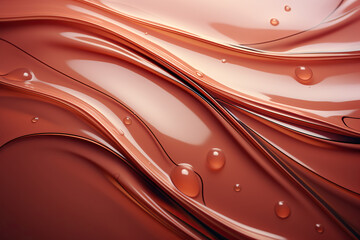 Abstract brown liquid texture with water drops. Generated by artificial intelligence
