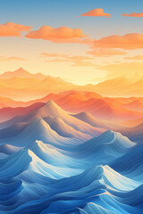 Illustration of sunrise in the mountains
