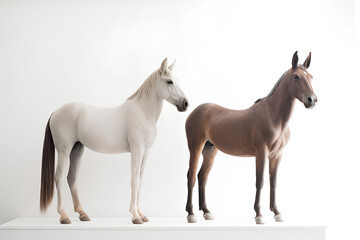 two horses on white