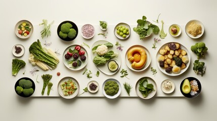  a table topped with plates filled with different types of fruits and vegetables next to bowls of different types of vegetables.