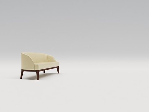 【3DCG】ホリゾント背景の白い革張りソファ
