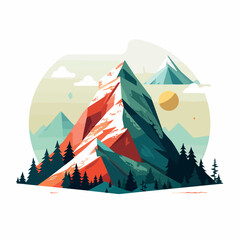 Mountain in cartoon, doodle style. Image for t shirt. Isolated 2d vector illustration in logo, icon, sketch style, Eps 10. AI Generative