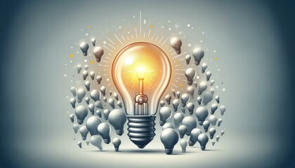 Bright Idea Concept with Light Bulbs, Creativity and Innovation Theme