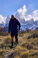 young man trekking in El Chalten, Argentina