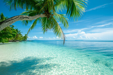 tropical paradise, where palm trees sway in the breeze, and crystal-clear waters beckon you to take a swim