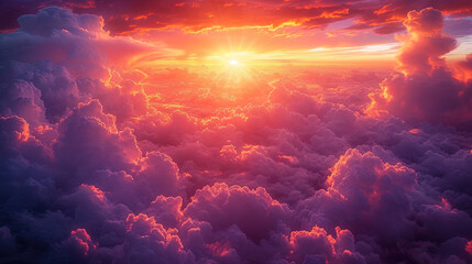 A photograph of heaven, where the sun goes beyond the horizon, painting the clouds in the shades o