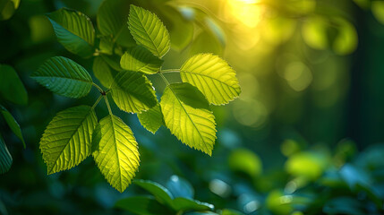 The summer composition, where the tree is decorated with bright green leaves, as if it embodies th