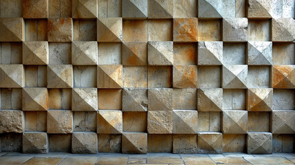 The texture of the limestone slab with a geometric pattern creating a sense of order and symmetry