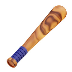 3d illustration of wooden baseball bat