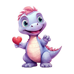 Fototapeta premium Imaginative Love: Valentine Lovely Dinosaur - Cute and Colorful Characters for Your Festivities