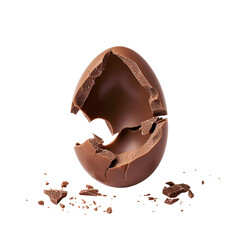 Minimal Easter holiday concept, happy Easter: Chocolate Easter egg broken, Isolated on Transparent Background, PNG
