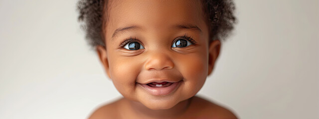 happy African American baby daycare banner background