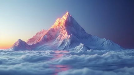 Photo sur Plexiglas Everest snow capped mountain range in the style of abtract visualisation of wood and gold, minimalistic style 