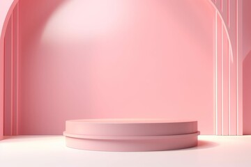 Fototapeta na wymiar Pink Room With Round Table