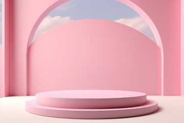 Pink Room With Round Object on Floor