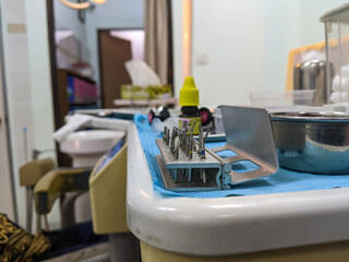 Closeup of the dentist's equipment