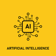 Artificial intelligence. AI.The concept of artificial intelligence. Neural network. Vector illustration.