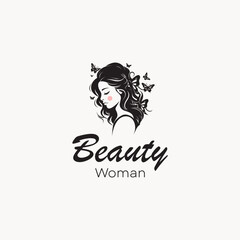woman with butterfly wings logo vector illustration
