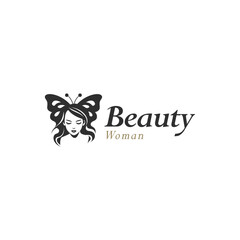 woman with butterfly wings logo vector illustration
