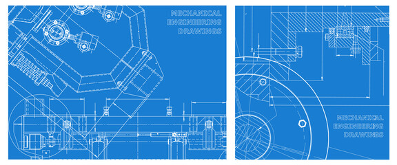 Engineering illustration set. Cover, flyer, banner, background