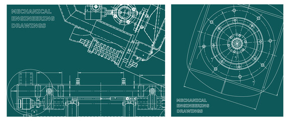 Engineering illustration set. Cover, flyer, banner, background