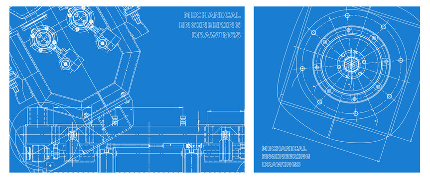 Engineering illustration set. Cover, flyer, banner, background