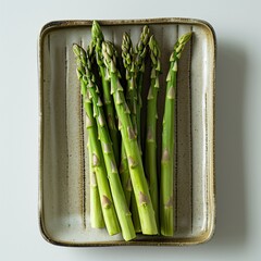Close-up of a bowl with freshly picked asparagus