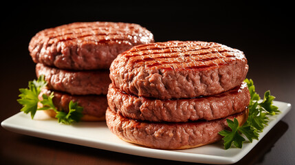 Raw and cooked hamburger patties